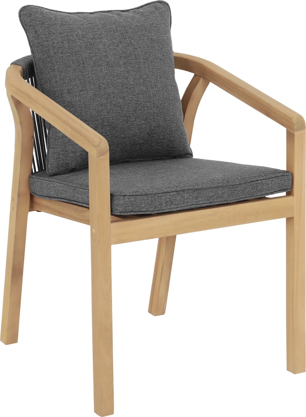 Karrige për drekë jashtë CONTREL FH6244.02, dru akacie natyrale, litar & jastëkë gri, 61x58x75cm, set prej 2 copë