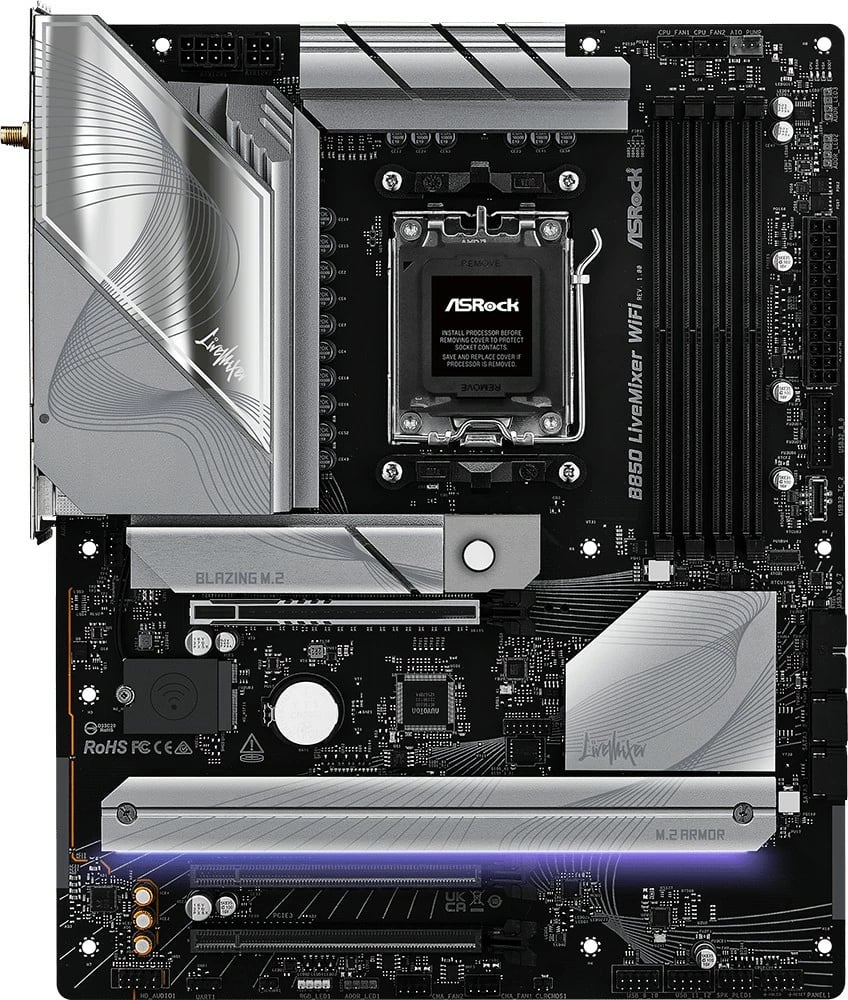 Pllakë amë ASRock B850 LiveMixer WiFi, Socket AM5, DDR5, ATX, WiFi, E zezë