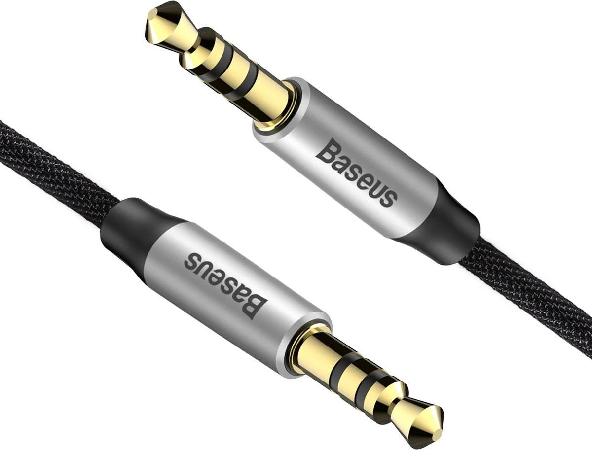 Kabllo audio AUX Baseus Yiven M30, 1m, mini jack 3.5mm, argjendtë-e zezë Kabllo audio AUX Baseus Yiven M30, 1m, mini jack 3.5mm, argjendtë-e zezë