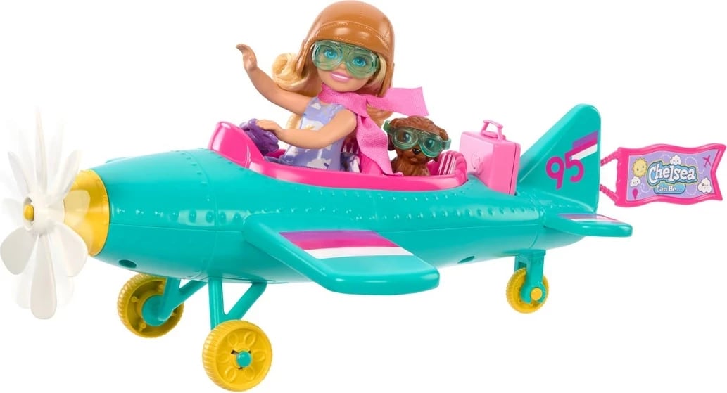 Set lodrash Barbie Chelsea Can Be… Plane me aeroplan, 2 ulëse, 7 aksesorë, shumëngjyrësh