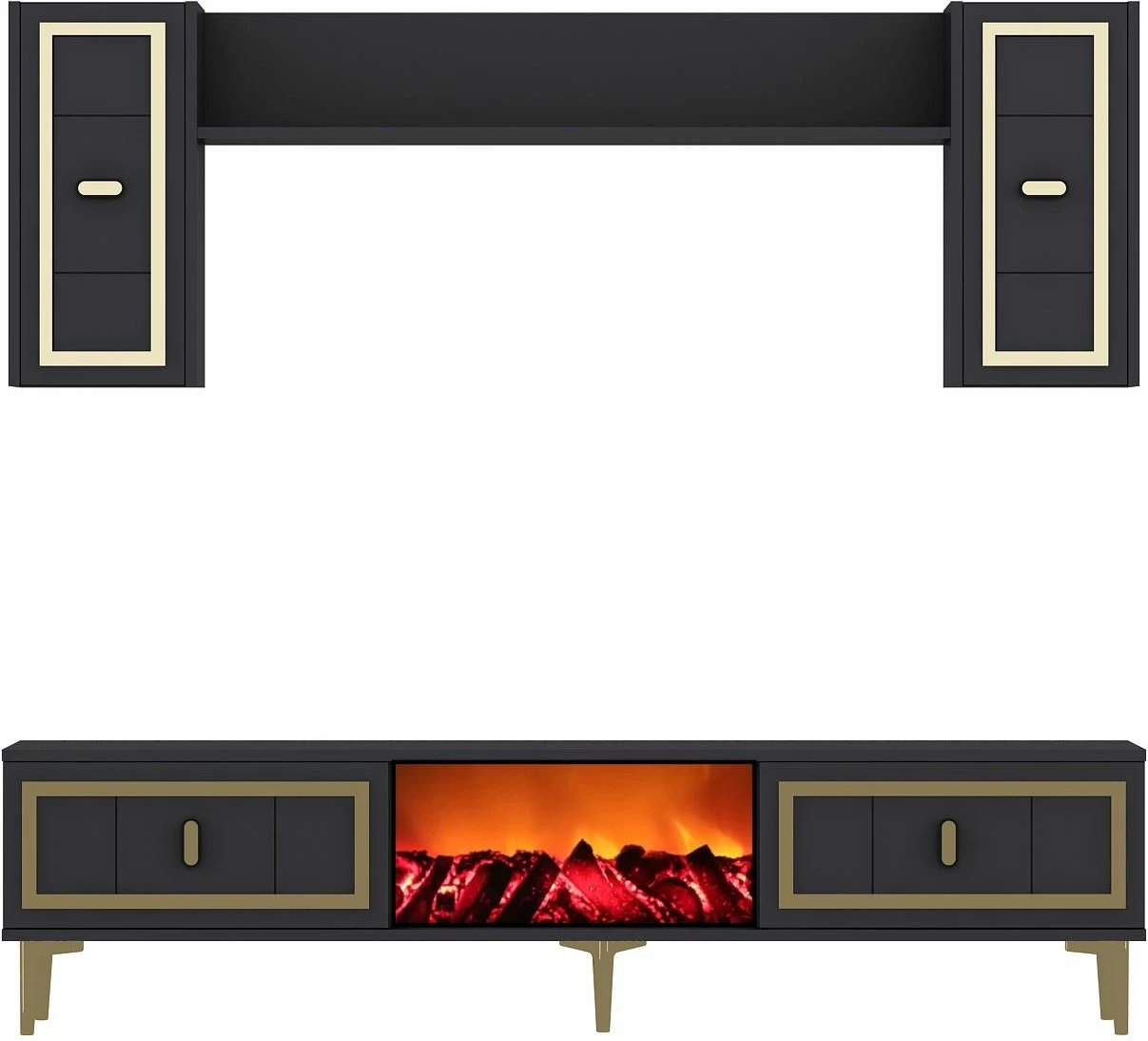 Komodë TV Skye Decor, me oxhak Orion, anthracite, ari