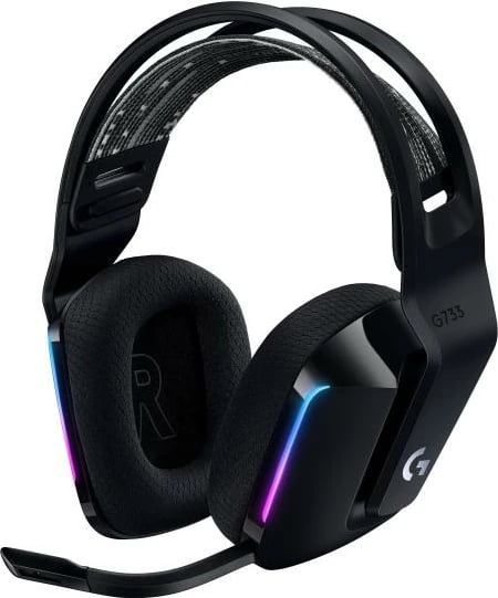 Kufje gaming pa kabllo, Logitech G733 (981-000864), rreze 20 m, e zezë