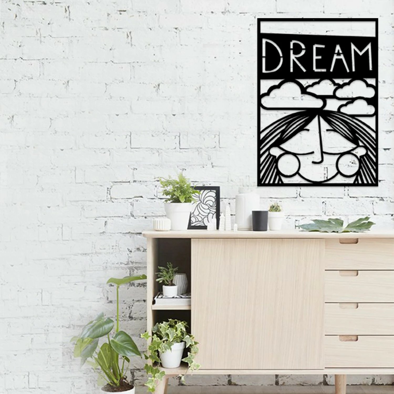 Aksesor dekorativ metalik për mur, Wallity, Dream, ngjyrë e zezë, 50x70cm