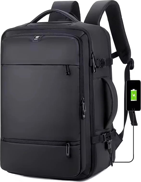 Çantë shpine, 45x30x20-25 cm, e zezë