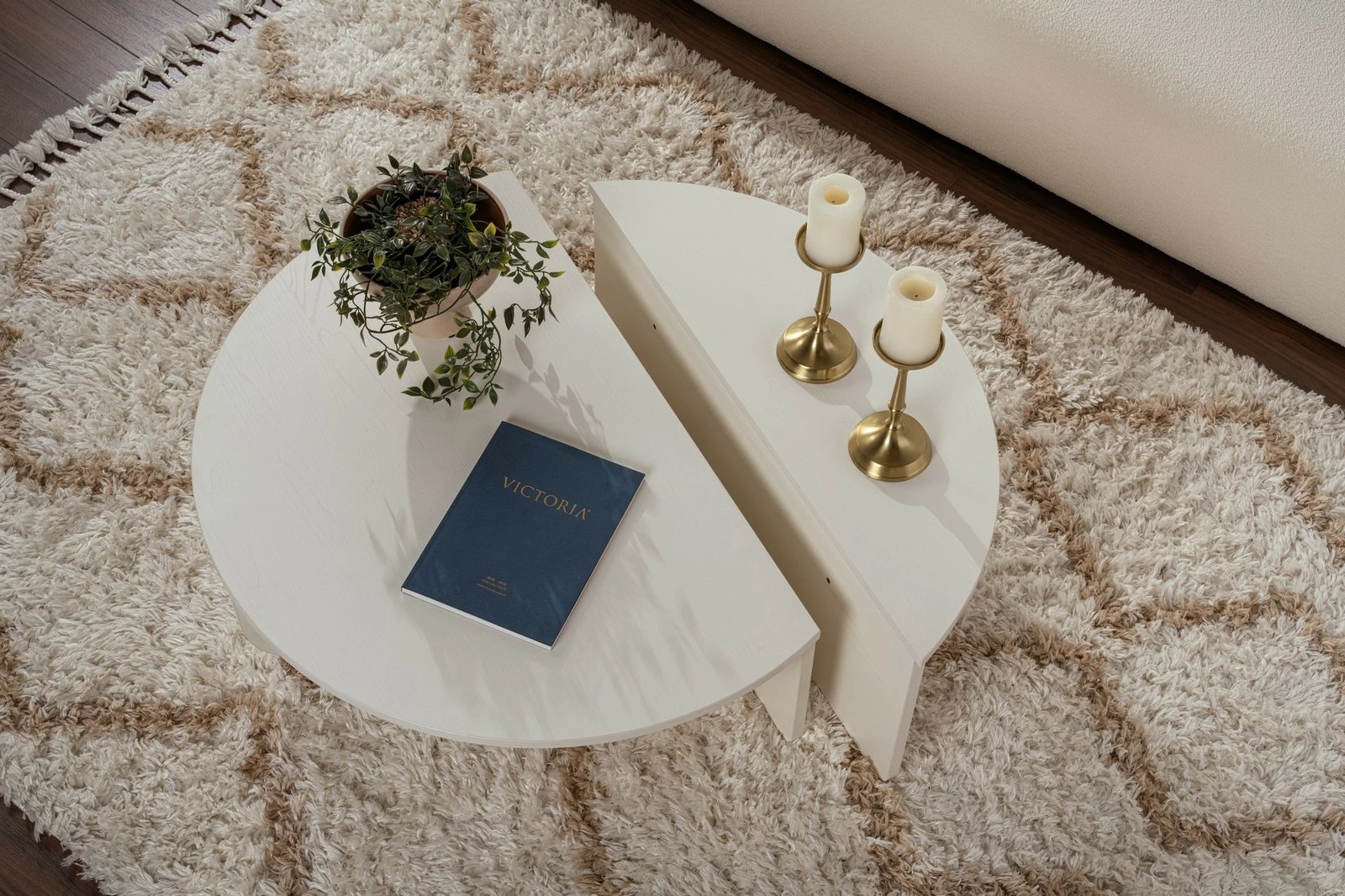 Tavolinë kafeje Nordure, Orion, ngjyrë druri e bardhë