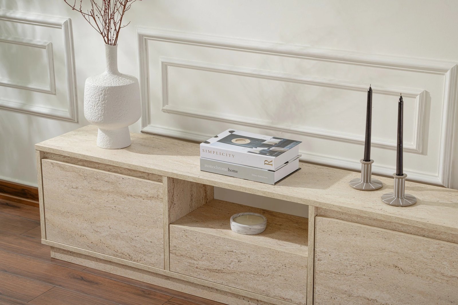 Komodë TV Nordure, Vanguard, ngjyrë travertine