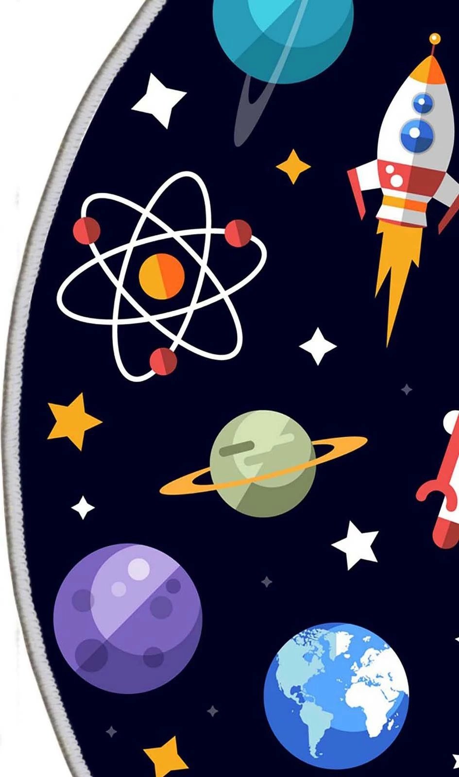 Qilim i rrumbullakët, shumëngjyrësh, temë hapësinore, Conceptum Hypnose, HMNT926, 140cm