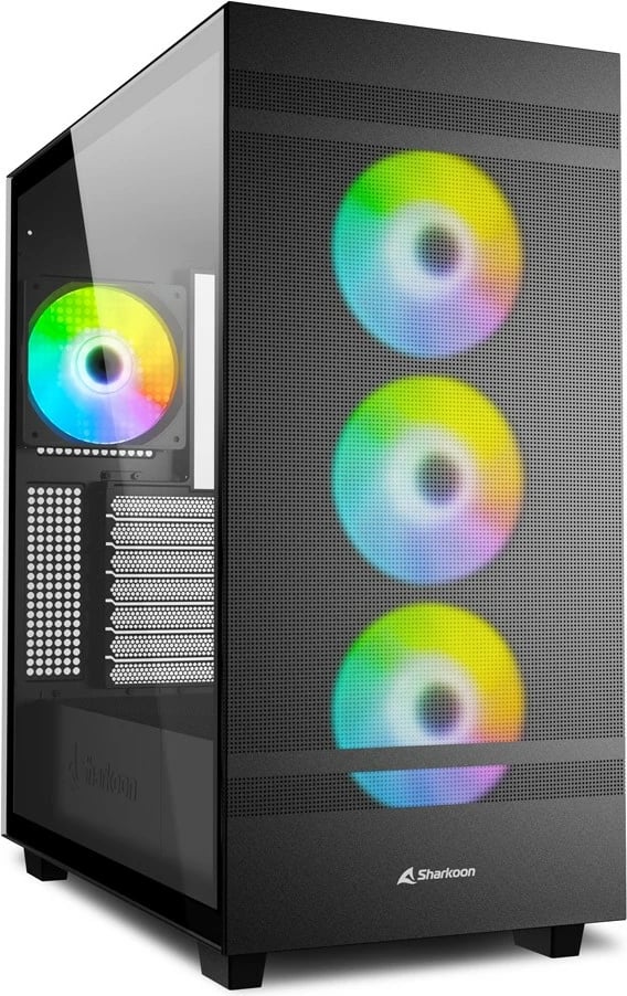 Kasë Sharkoon Rebel C50 RGB, Full Tower, e zezë, xham i temperuar, RGB