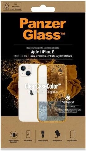 Mbështjellës PanzerGlass ClearCase antibakterial për iPhone 13/14/15, transparent i verdhë