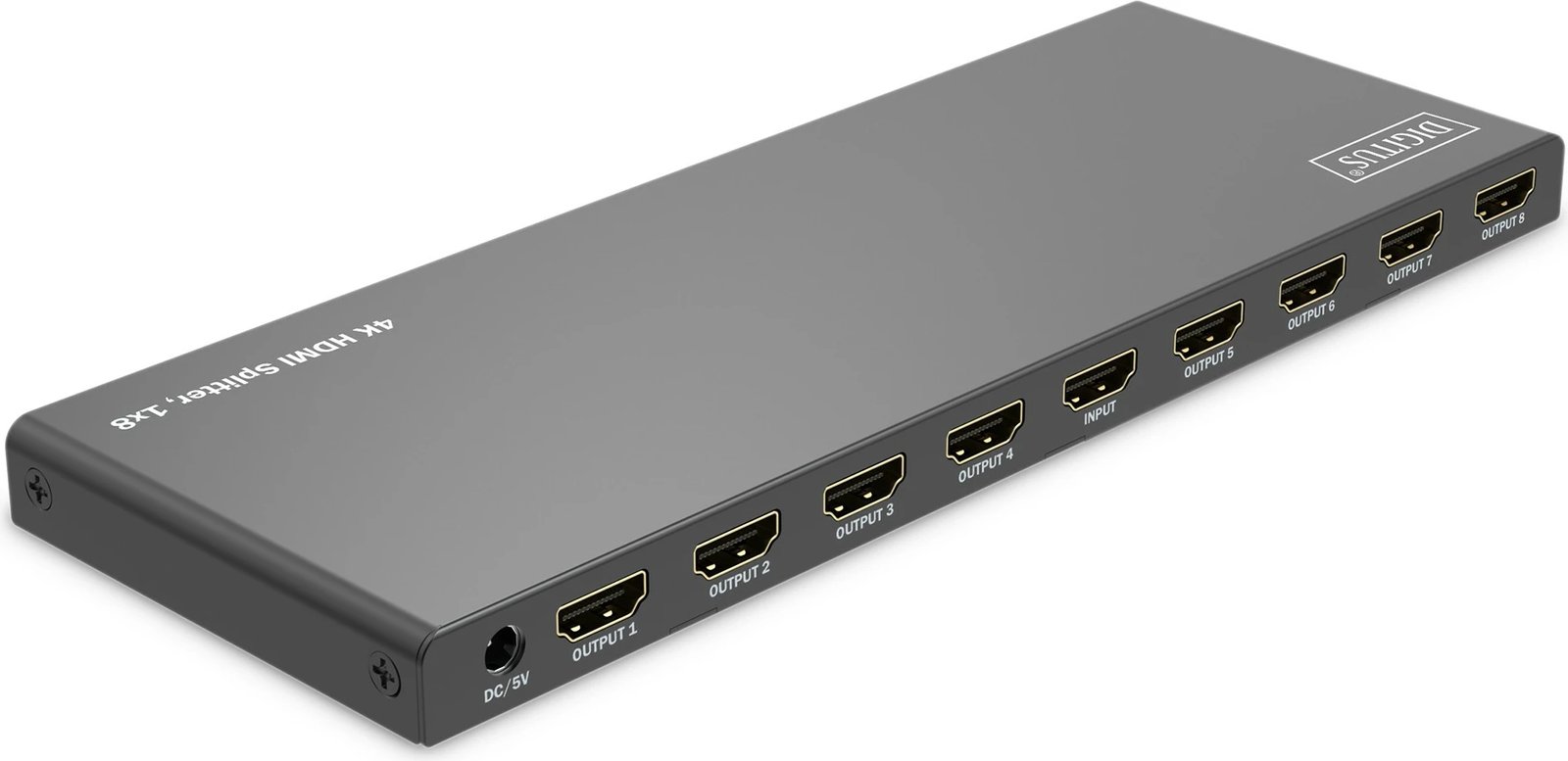 Splitter HDMI Digitus 4K, 1x8, 3840 x 2160 piksel, Metal, E zezë