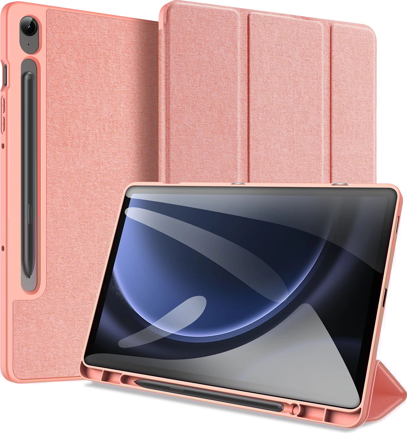 Mbështjellës tablet Dux Ducis Domo për Samsung Tab S9 FE+, lëkurë ekologjike, rozë