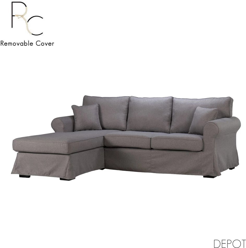 Këndare ASHLEY me mbulesë të heqshme, ngjyrë gri, 236x171x91