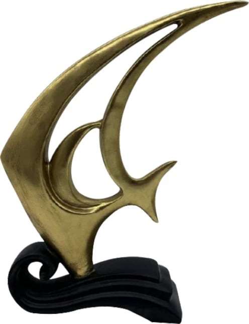 Dekor peshk PEZ, polirezine, ngjyrë ari e zezë, 25x7x32cm Dekor peshk PEZ, polirezine, ngjyrë ari e zezë, 25x7x32cm