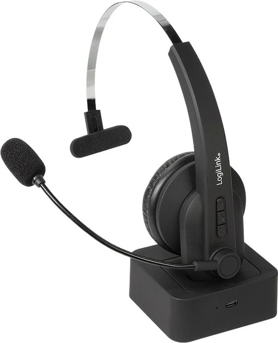 Kufje Bluetooth LogiLink BT0059 me mikrofon dhe stacion karikimi, e zezë Kufje Bluetooth LogiLink BT0059 me mikrofon dhe stacion karikimi, e zezë