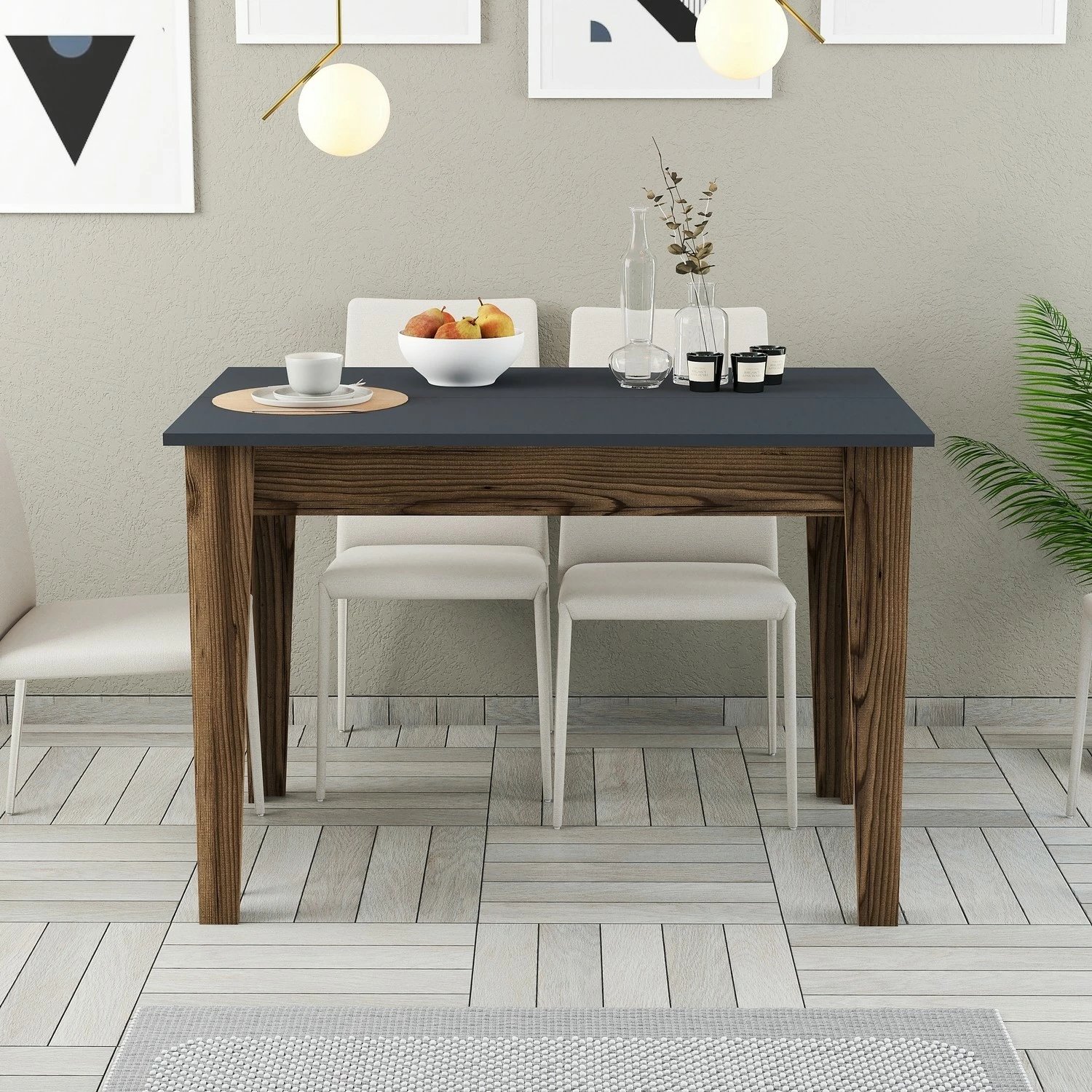 Tavolinë kuzhine moderne, ngjyrë arre dhe antracit, Skye Decor Kiev 504