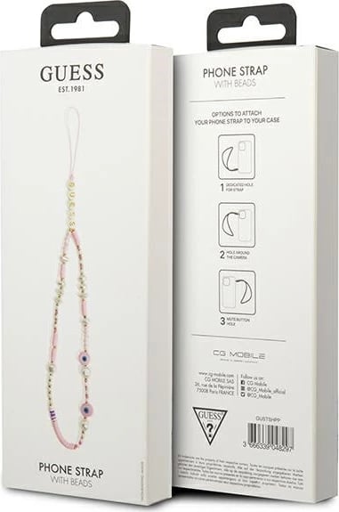 Varëse për telefon Guess GUSTSHPP Phone Strap, rruaza, rozë