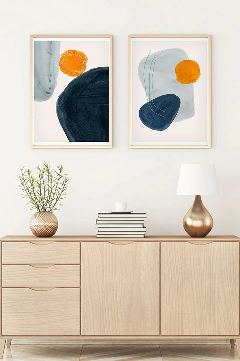 Piktura dekorative me kornizë, MDF, 2 copë, Wallity, Huhu9, 20x30cm