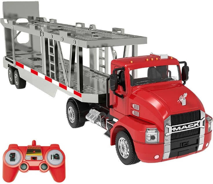 Kamion transportues lodrash me telekomandë Double Eagle E583-003, 1:26, i kuq, set me 2 makina të vogla