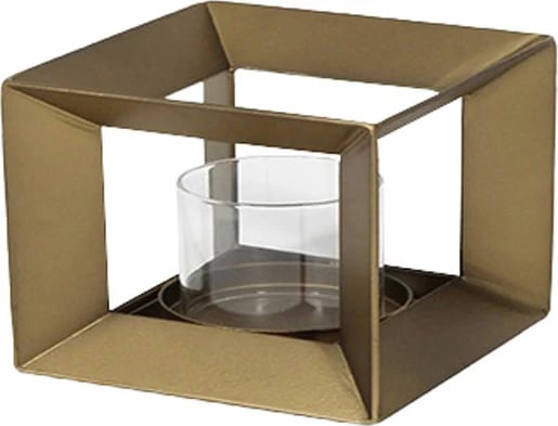 Mbajtëse qiriri dekorative ESCAPE, metal i artë, 12x12x12cm