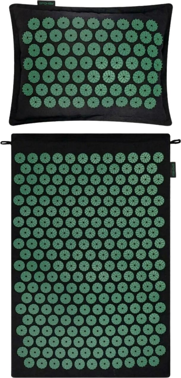 Jastëk dhe dyshek akupresure për fitnes Spokey, zi-gjelbër