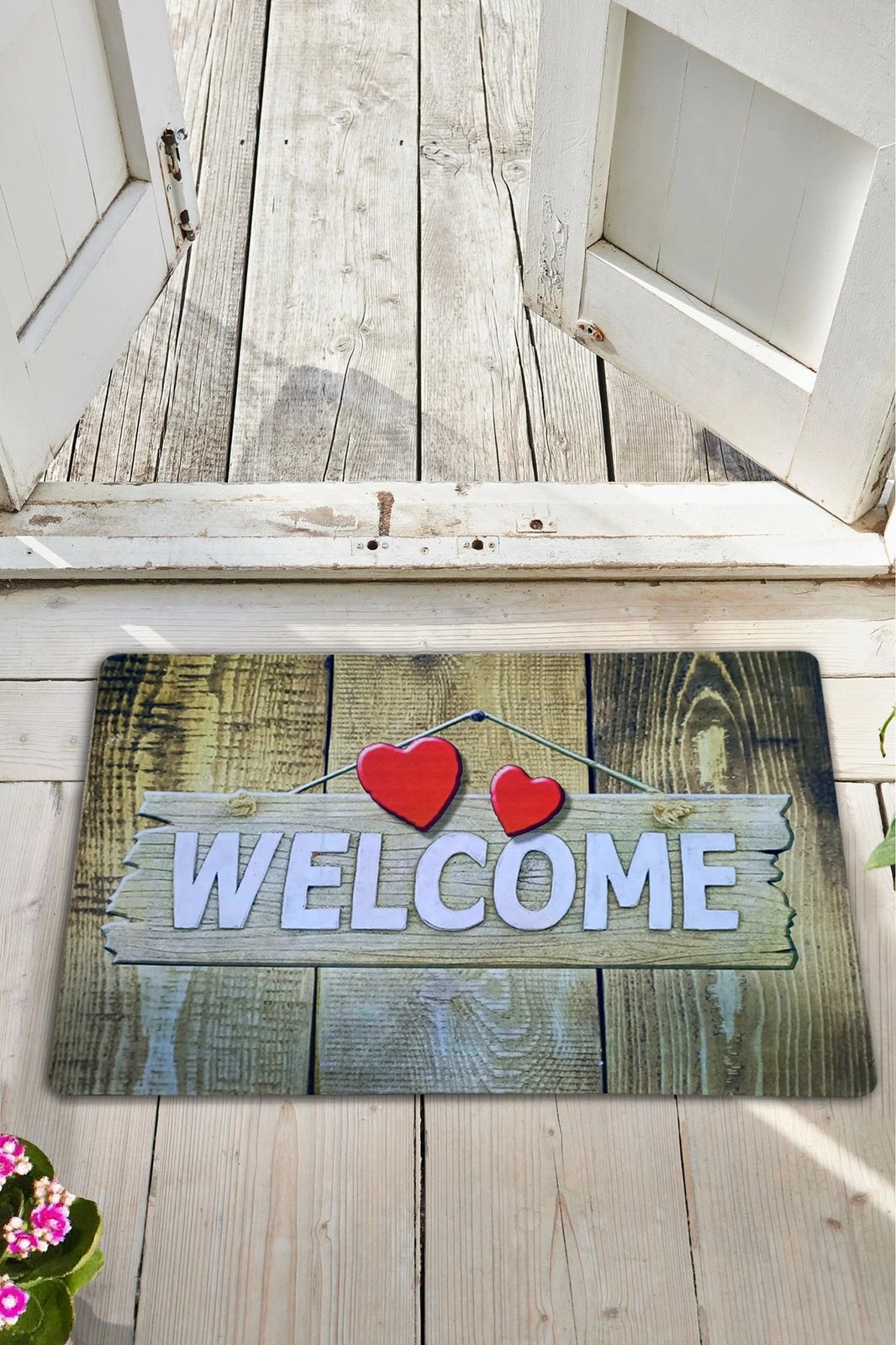 Tapet PVC për hyrje, model Hypnose, zemër prej druri, shumëngjyrësh, 40x60cm