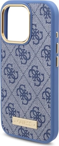 Mbështjellës Guess 4G Logo Plate MagSafe për iPhone 16 Pro, Kaltër
