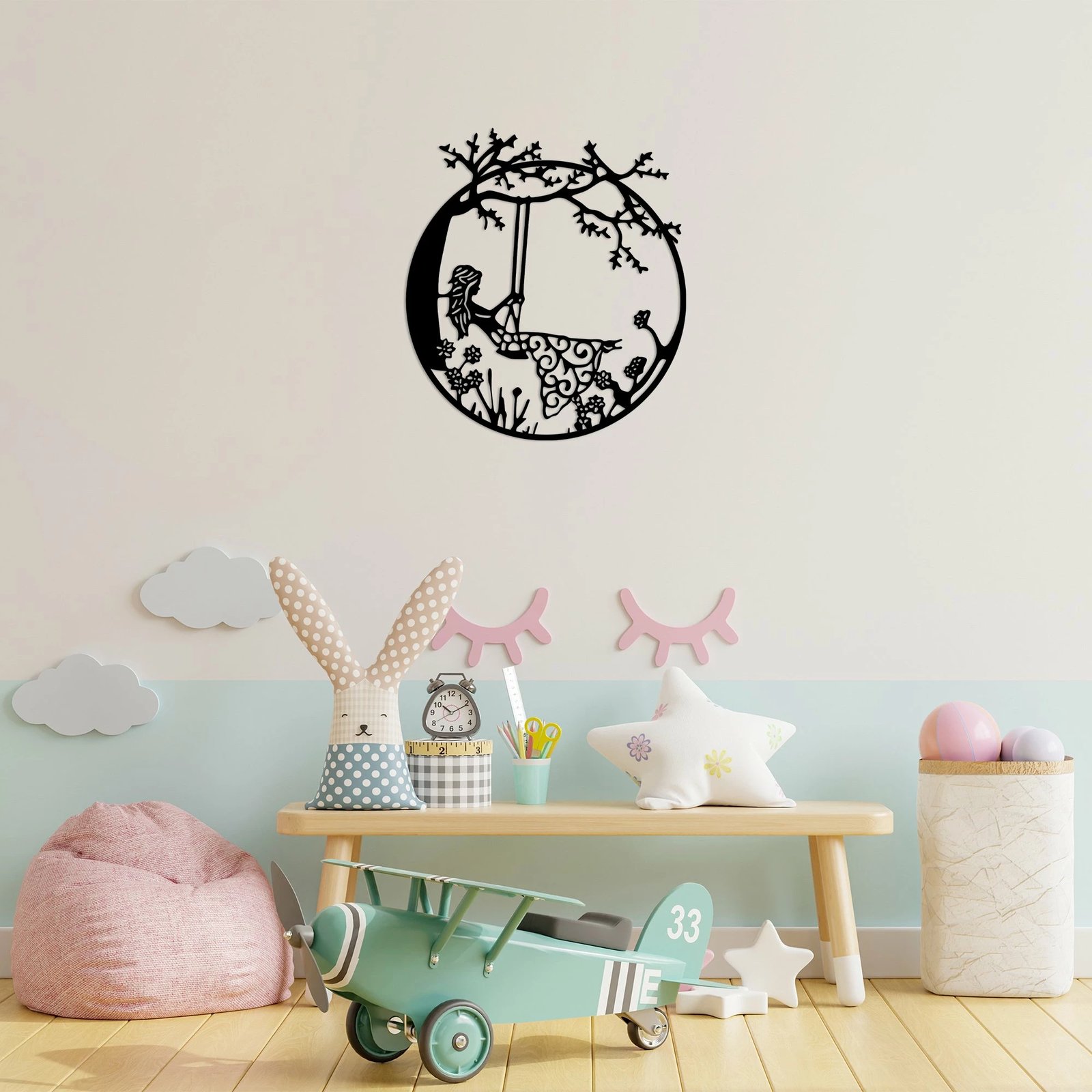 Aksesor dekorativ metalik për mur, grua në litar, Wallity