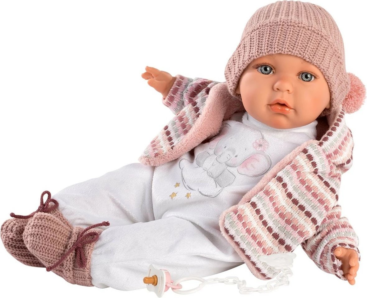 Kukull që qan, Llorens Julia 42406, 42 cm, me zë, me biberon, bateri të përfshira, rozë