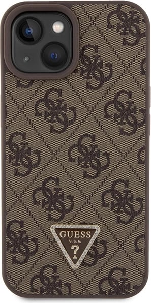 Mbështjellës Guess GUHCP15MP4TDSCPW për iPhone 15 Plus 6.7", Crossbody 4G Metal Logo, Kafe