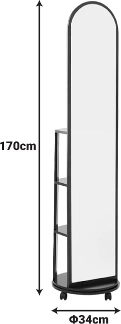 Pasqyrë dyshemeje rrotulluese me rafte, ngjyrë e bardhë, Espero, 34x170cm