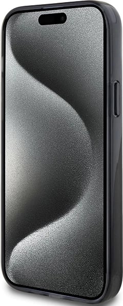 Mbështjellës Karl Lagerfeld KLHMP15SHMRSKCK për iPhone 15 6.1", me unazë Ring Stand, MagSafe, e zezë