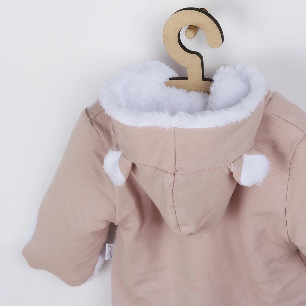 Kombinezon dimri bebi, Nicol Nela, madhësia 80 (9-12m), kapuç me veshë, mbyllje me zinxhir, astar Wellsoft, rozë