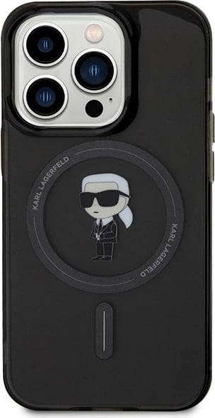 Mbështjellës, Karl Lagerfeld, KLHMP15XHFCKNOK IML Ikonik MagSafe, hardcase TPU/PC, për iPhone 15 Pro Max 6.7", i zi