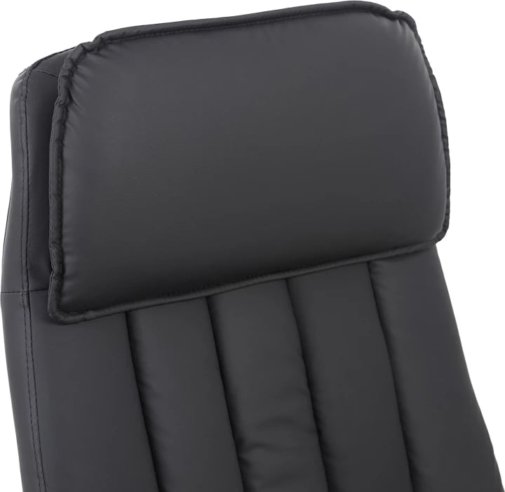 Karrige drejtoriale për zyre Morales, lëkurë sintetike e zezë, 60x70x118-124cm