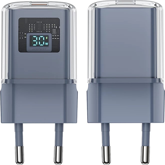 Karikues muri Acefast A53, 30W, USB-C, me ekran LED, Gri