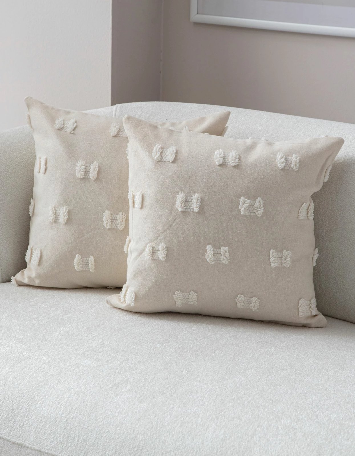 Set mbulesash jastëku (2 copë), Evila Originals, Tuffet, krem v3