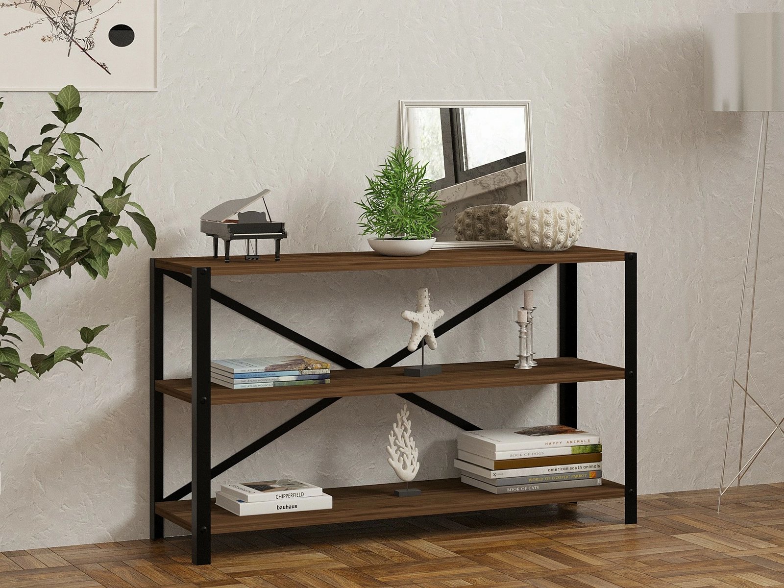 Raft librash industrial, ngjyrë arre, Hanah Home Derby