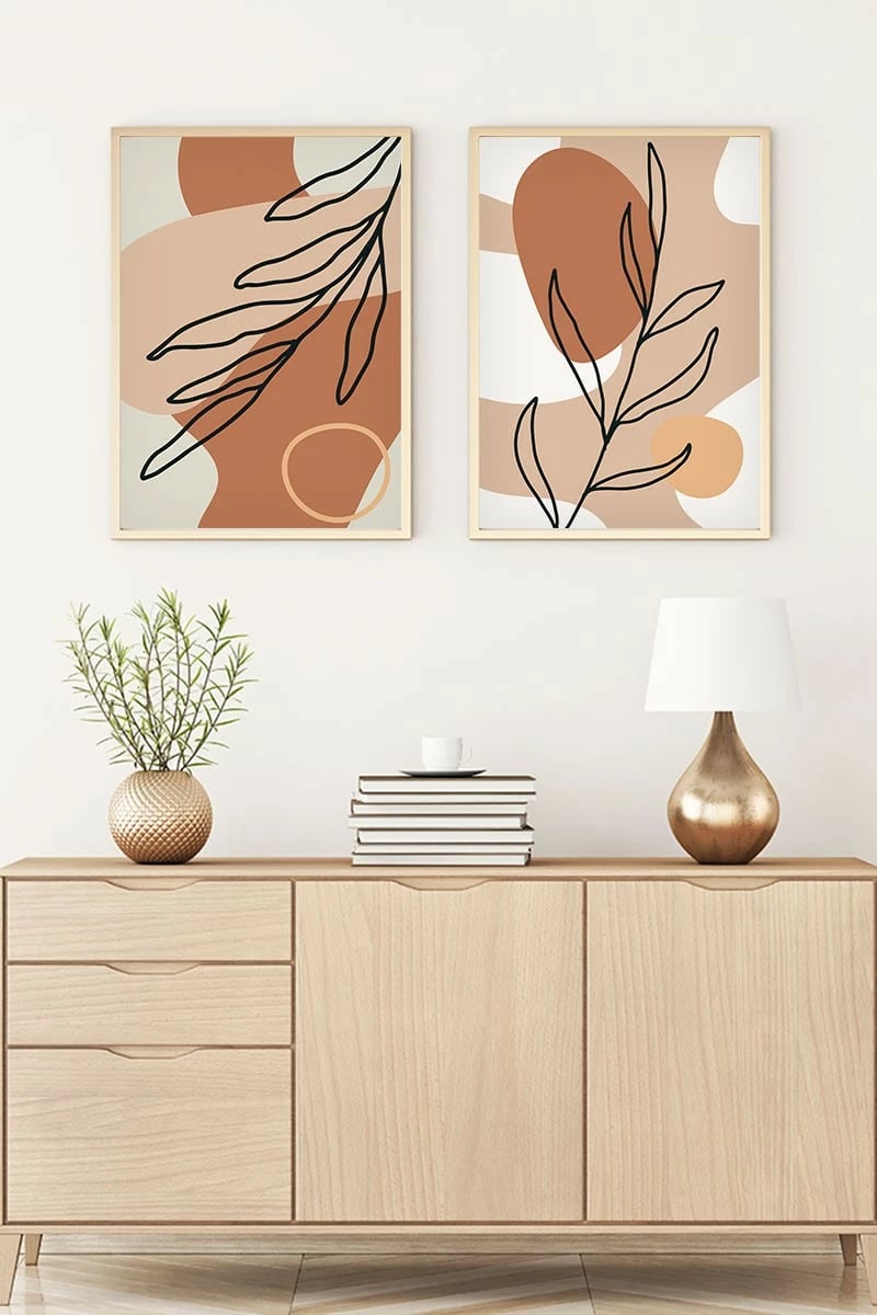 Pikturë dekorative me kornizë, MDF, 2 copë, Wallity, Huhu60, 30x40cm