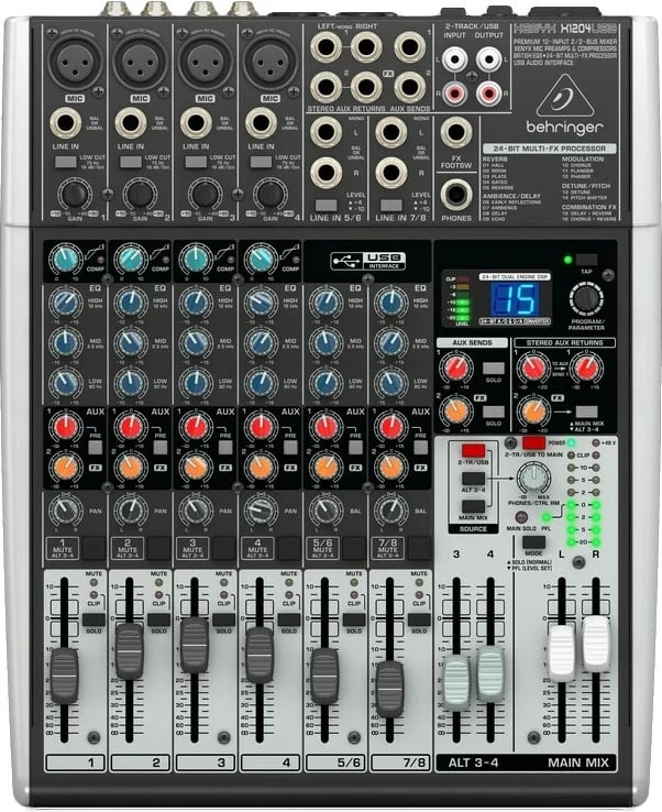 Mikser audio Behringer Xenyx X1204USB, 12 kanale, Gri