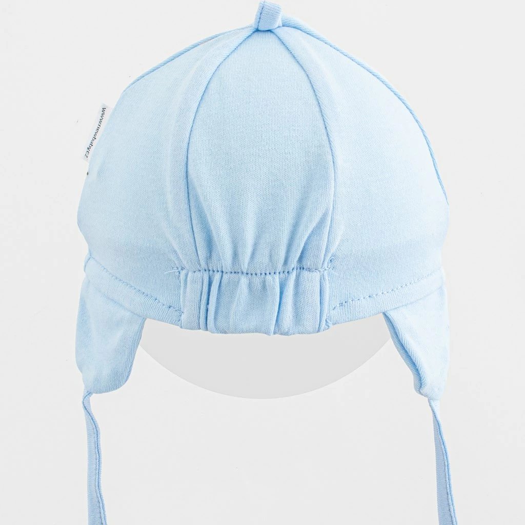 Kapelë bebe me strehë, New Baby Casually Dressed, 100% pambuk, madhësia 80/86, me lidhëse, blu