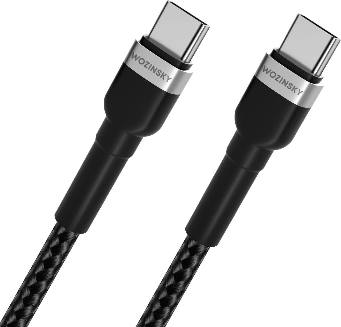 Kabllo USB-C në USB-C Wozinsky WNBCC1, 1m, 65W, najlon, e zezë