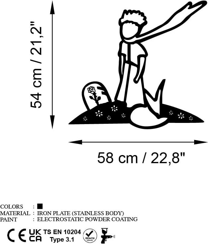 Aksesor dekorativ metalik për mur, Wallity, Princi i Vogël 3