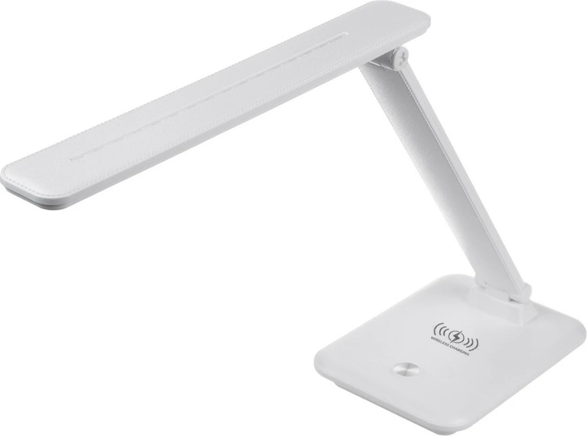 Lampë tavoline LED Maclean MCE616W, 9W, me karikues wireless Qi, E bardhë