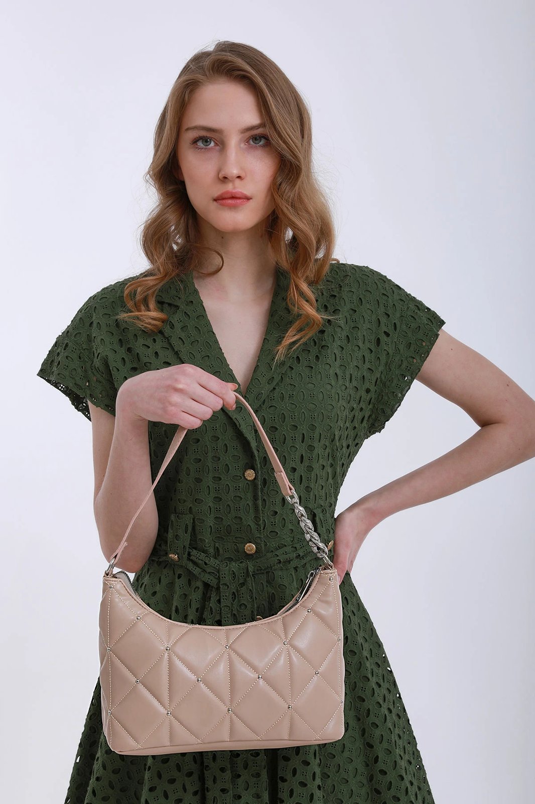 Çantë shpatullë Zoozie Bags, 22YV10-003, ngjyrë mink