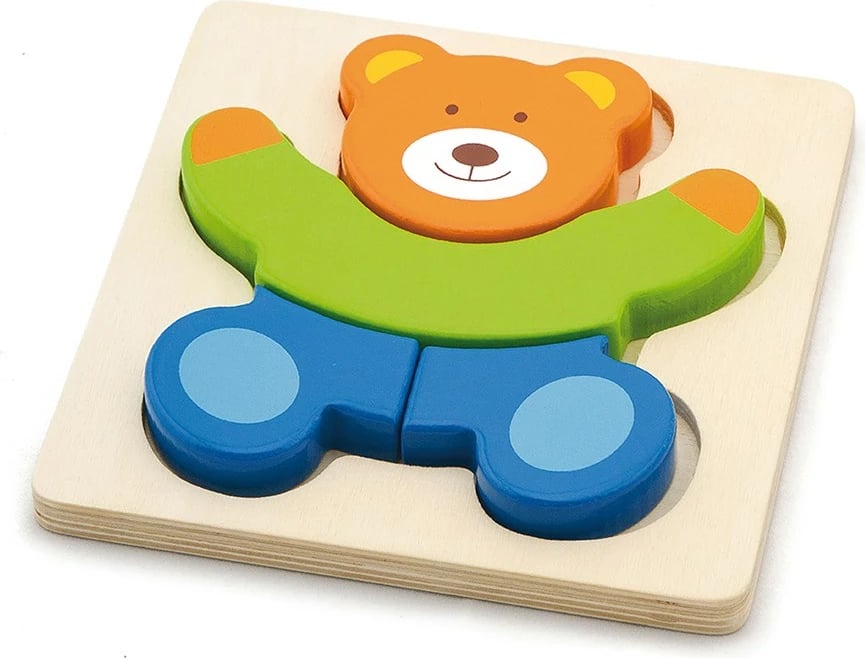 Puzzle druri, Viga, Bear, 4 copë, 145x145x18 mm, 18+ muaj, multicolor