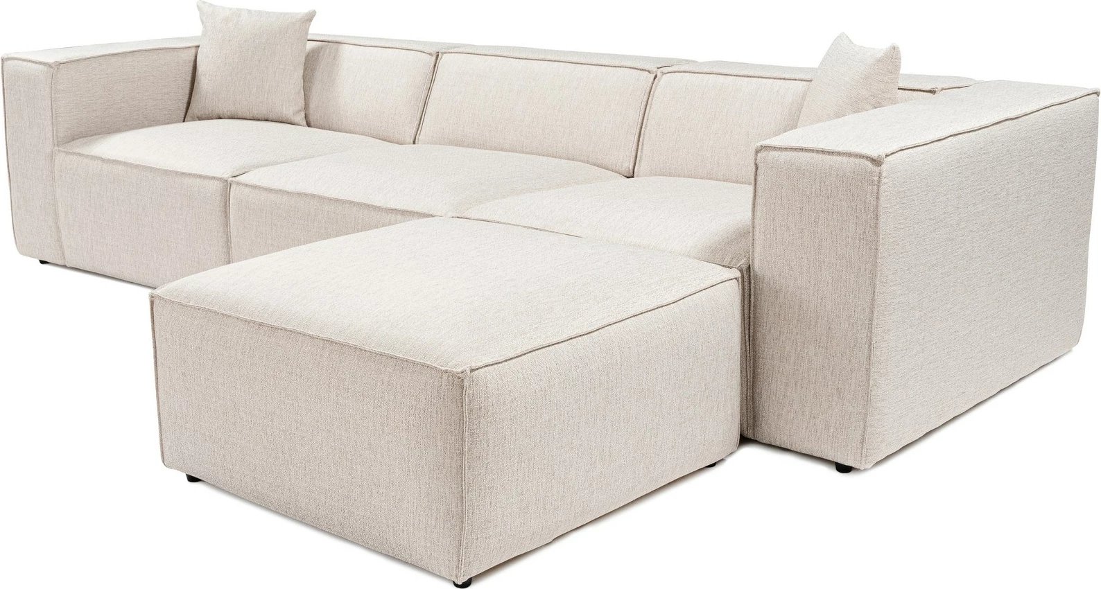 Këndare Lora, ngjyrë kafe e çelët, me pouffe, 4 pjesë