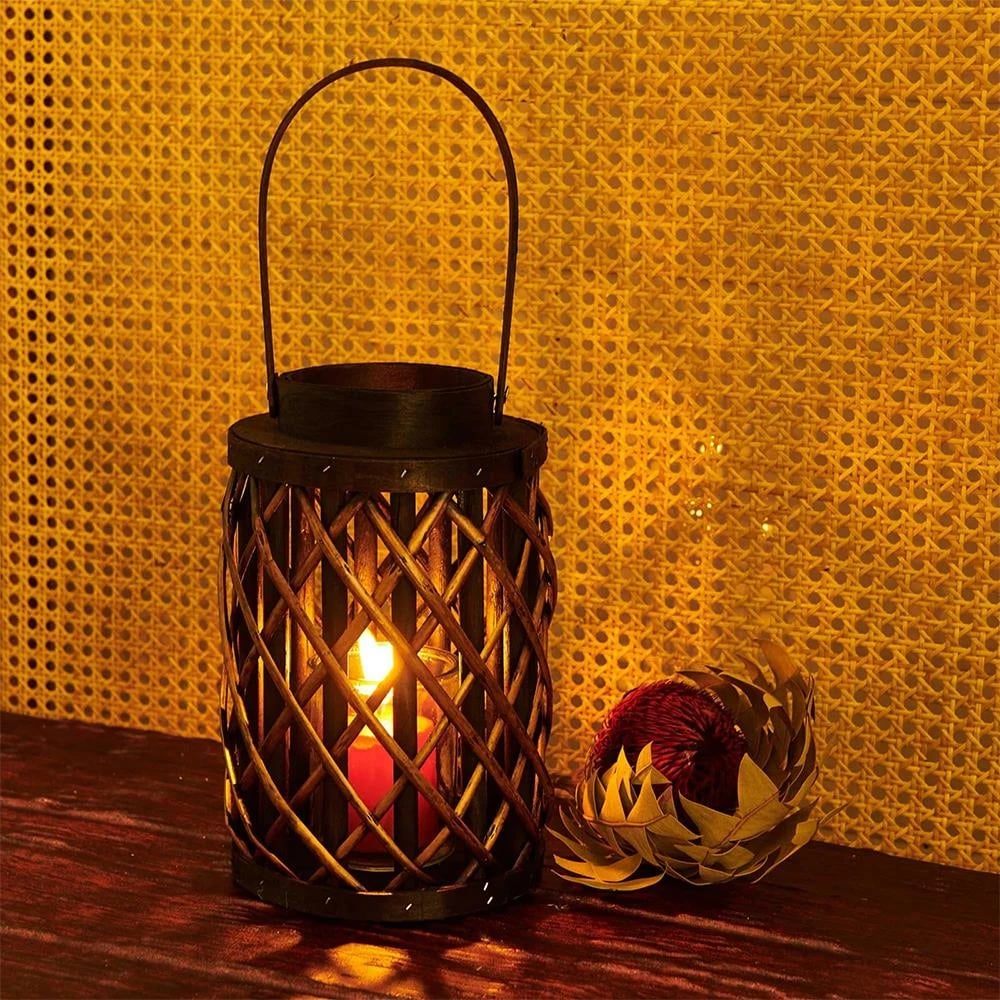 Fener KOOPMAN me qelq cilindër, H25xØ15cm, Kafe Fener KOOPMAN me qelq cilindër, H25xØ15cm, Kafe