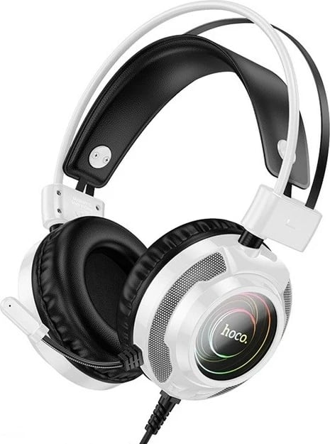 Kufje gaming HOCO W110 me tela, USB + Jack 3.5mm, të bardha