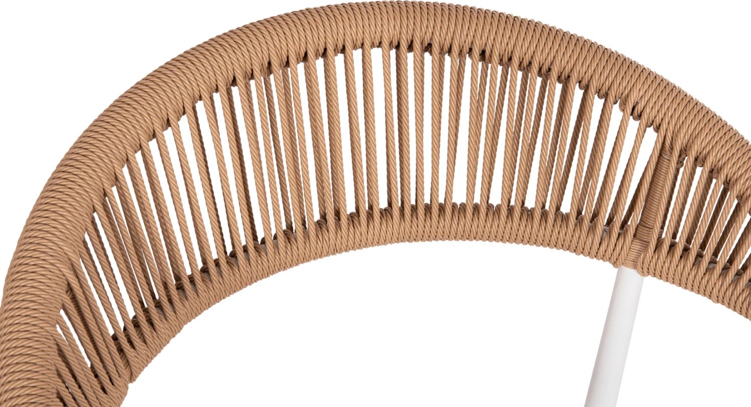 Karrige për ngrënie në natyrë BERG, alumini & tekstilene, ngjyrë e bardhë, ratan i përdredhur, 55x56x79cm