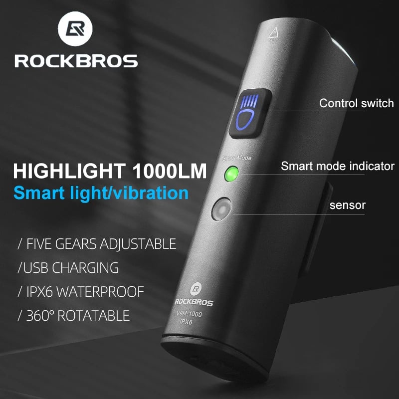 Dritë përpara biçiklete Rockbros V9M-1000, 1000 lumen, e zezë